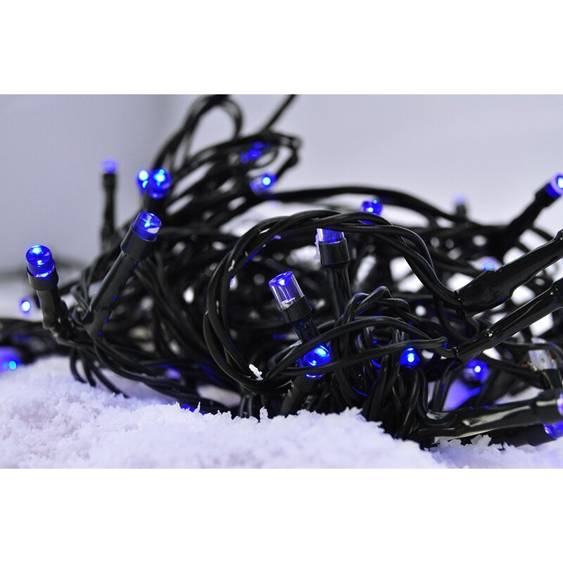 Solight LED vánoční řetěz, 120 LED, 20m, přívod 5m, 8 funkcí, IP44, modrý