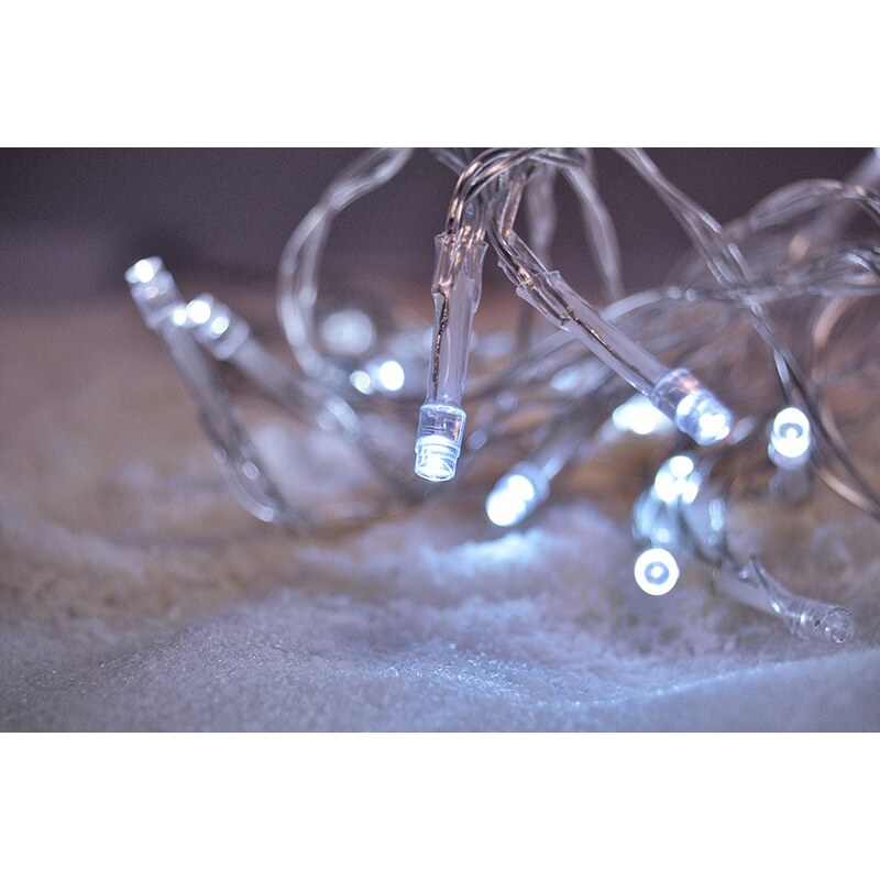 Solight LED vánoční řetěz, 3m, 20xLED, 3x AA, bílé světlo, transparentní kabel