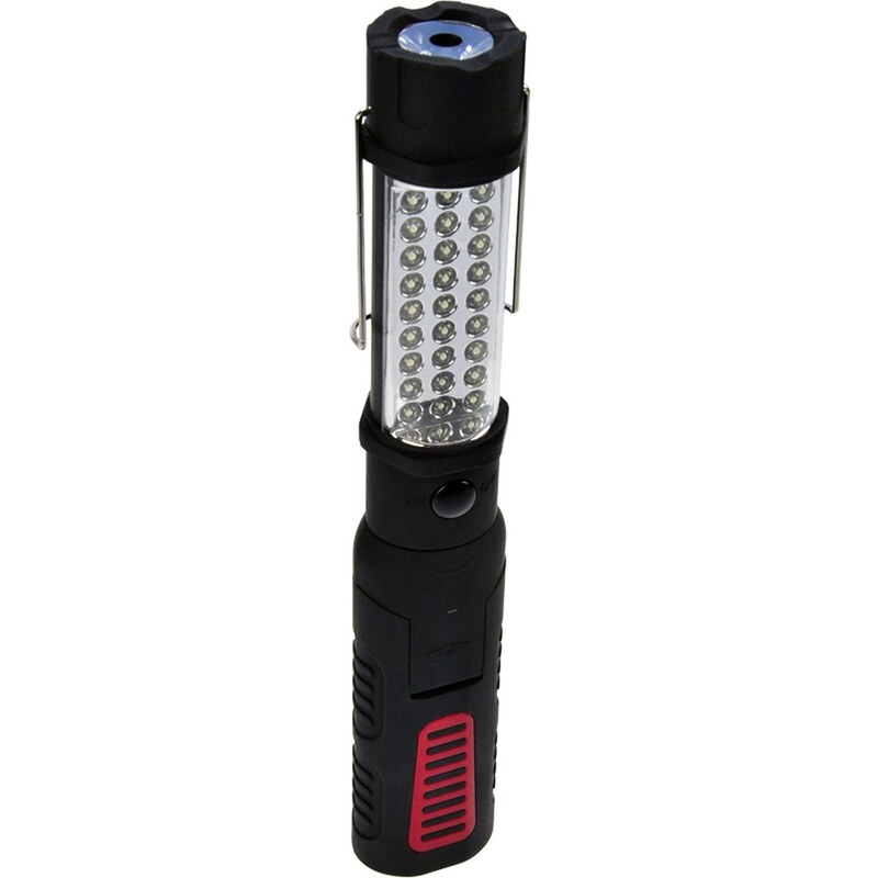 Solight multifunkční LED světlo, 27 LED + 1x 1W LED, ohebná, otočná o 360°, 3 x AAA, magnet, černá