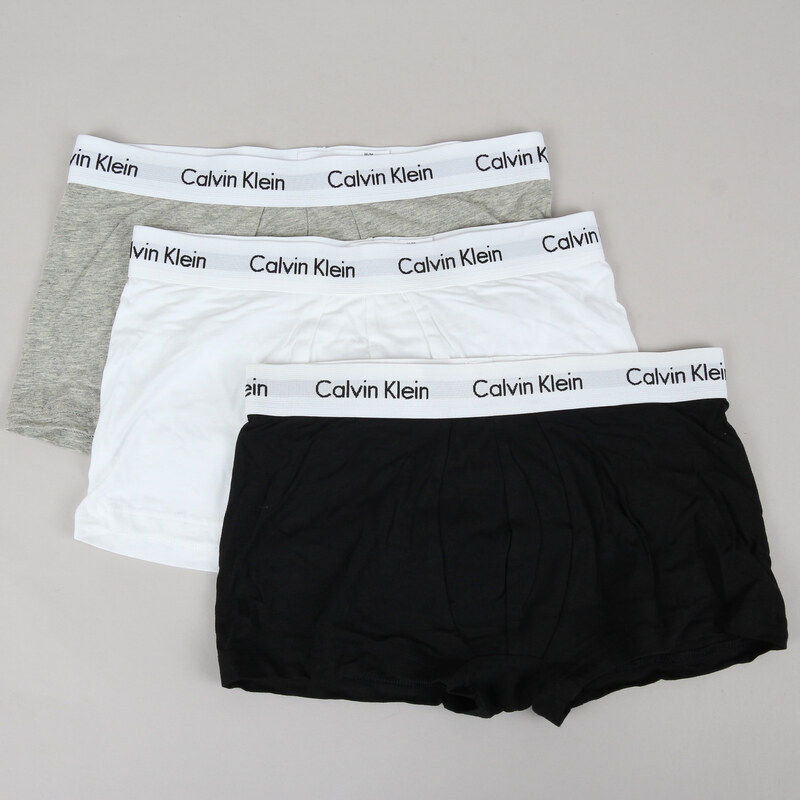 Calvin Klein 3 Pack Low Rise Trunks bílé / šedé / černé