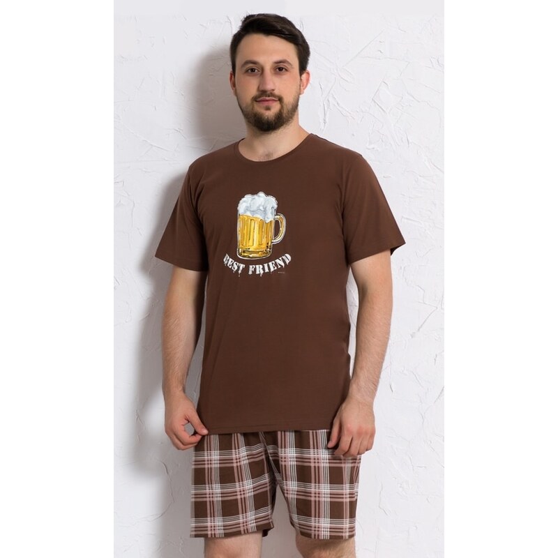Gazzaz Pánské pyžamo šortky Pivo - hnědá