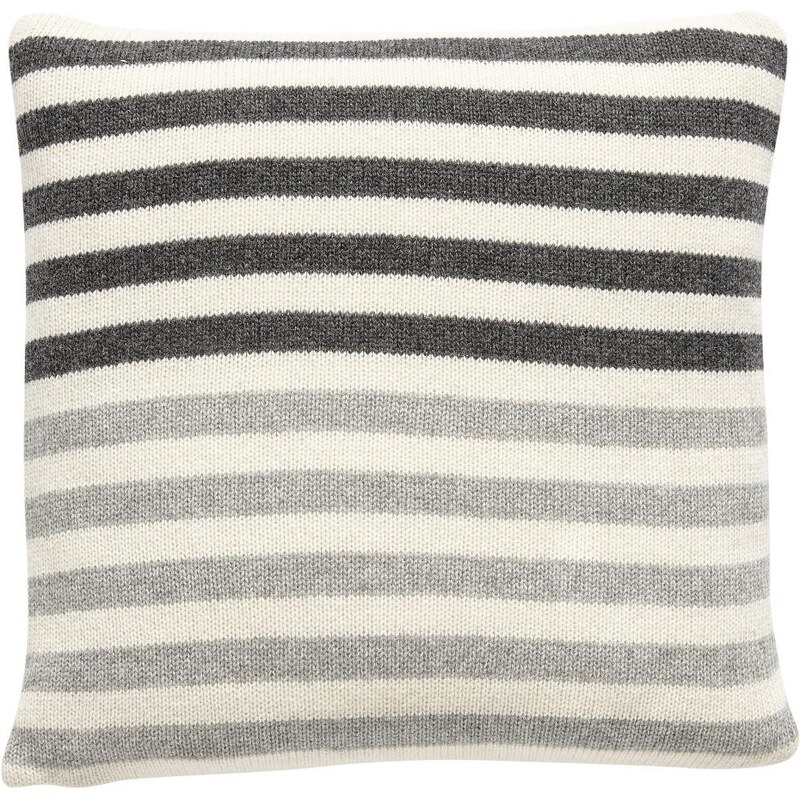 Hübsch Vlněný polštář Stripe Grey/white 50x50 cm