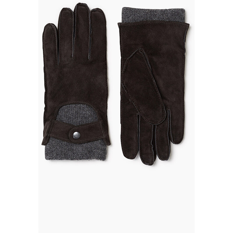 Esprit 2v1 kožené rukavice s pletenou podšívkou