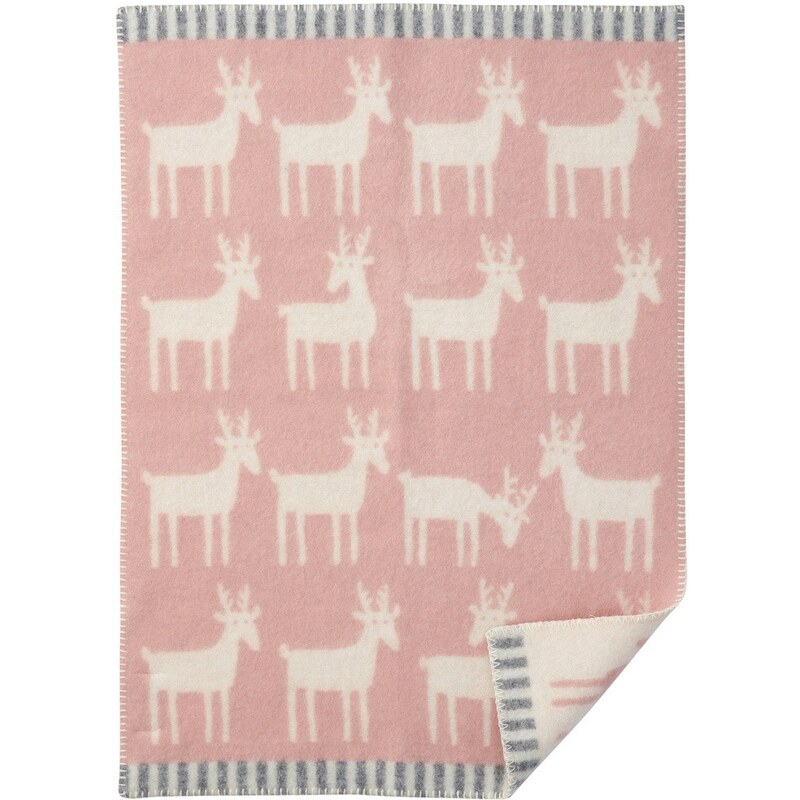 Klippan, Švédsko Vlněná dětská deka Deer pale pink 65 x 90 cm Světle růžová