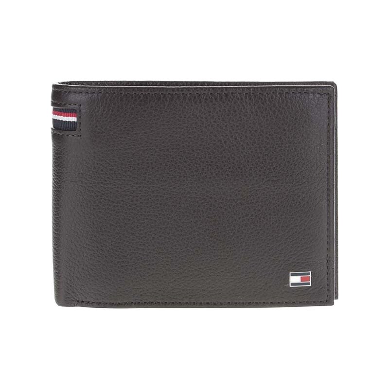 Černohnědá kožená pánská peněženka s logem Tommy Hilfiger