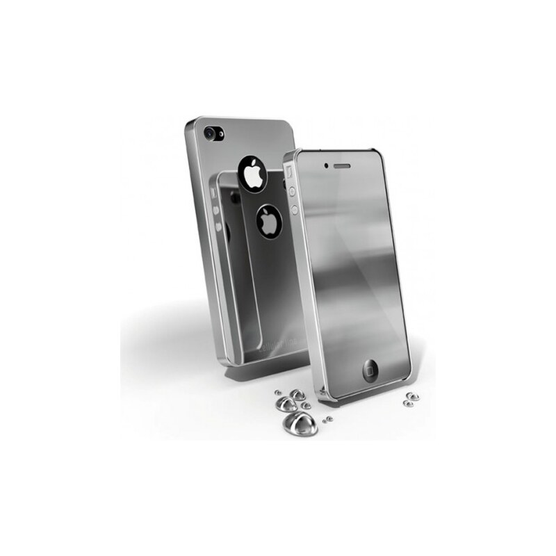 Chromový kryt + folie na displej CellularLine pro Apple iPhone 4/4S, stříbrný CHRMIPHONE4DG