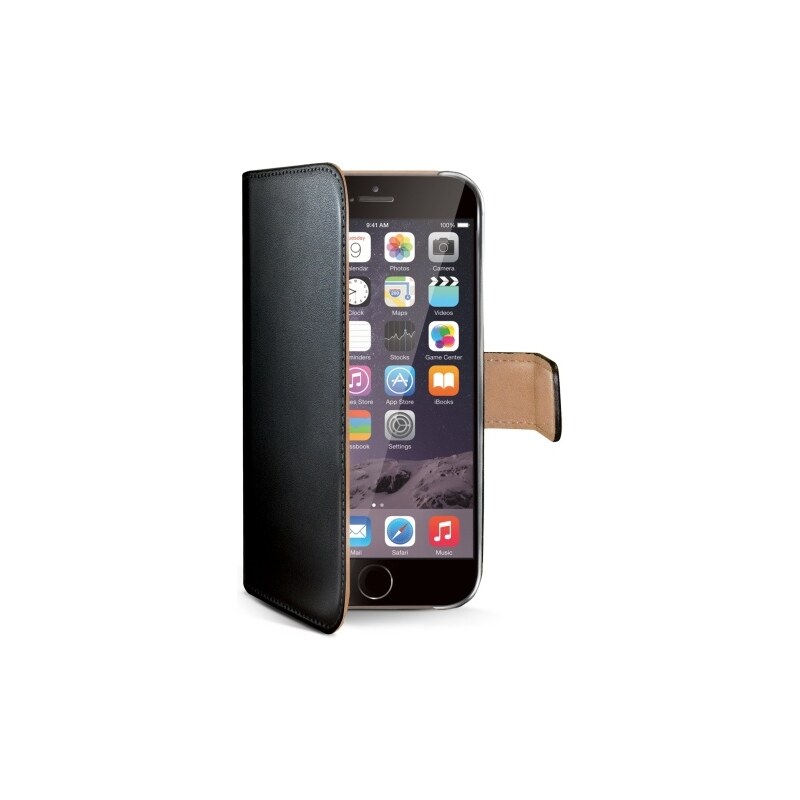 Pouzdro typu kniha Celly Wally pro Apple iPhone 6 Plus, - černé WALLY601