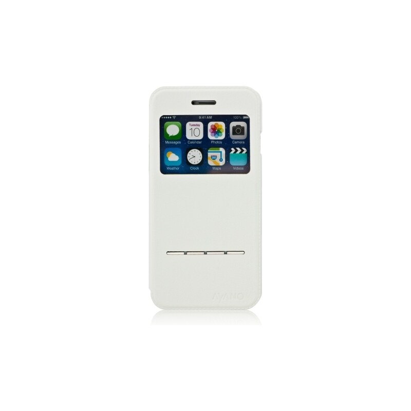 Pouzdro typu kniha AYANO Primo s průhledem pro Apple iPhone 6/6S, bílé IP6-PRI-WT-NON