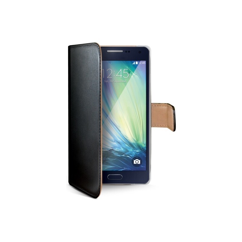 Pouzdro typu kniha CELLY Wally pro Samsung Galaxy A3, PU kůže, černé WALLY452