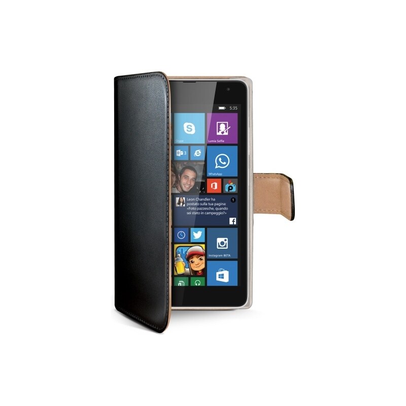 Pouzdro typu kniha Celly Wally pro Microsoft Lumia 535, černé WALLY469