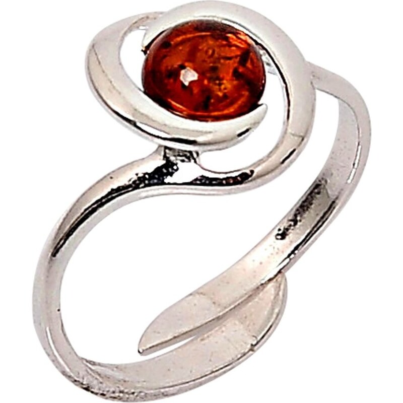 Blancheporte Nastavitelný stříbrný prsten s jantarovým kamínkem