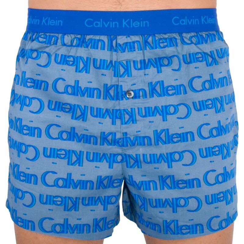 Pánské Trenýrky Calvin Klein Slim Fit Boxer Blue Printed