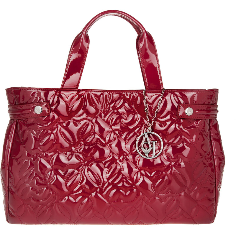 Armani Jeans Quilted Heart Shopping Bag Bordeaux
