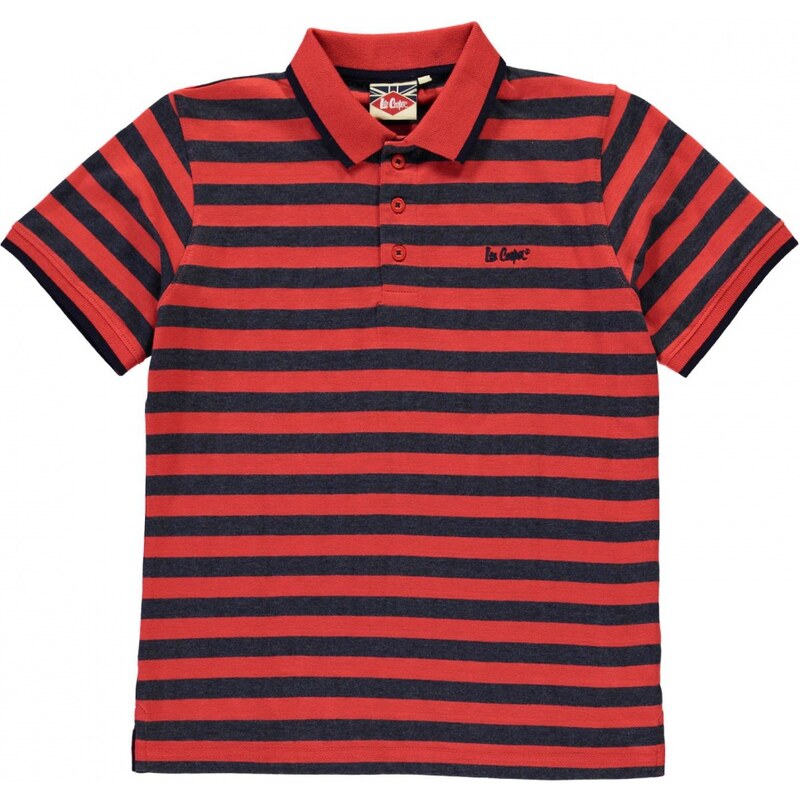 Lee Cooper Yarn Dye Stripe Polo Shirt Junior Boys, red/denim