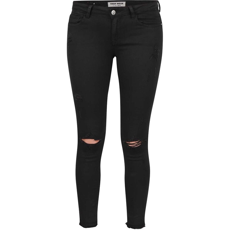 Černé elastické džíny s potrhaným efektem TALLY WEiJL