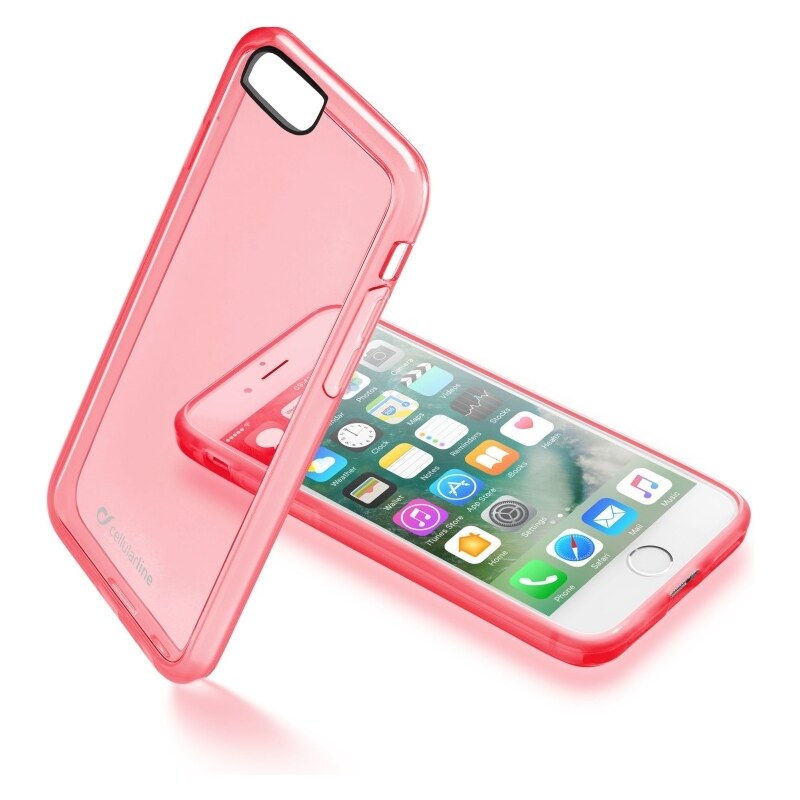 Průhledný obal CellularLine Color pro Apple iPhone 7 - růžový CLEARCOLIPH747P