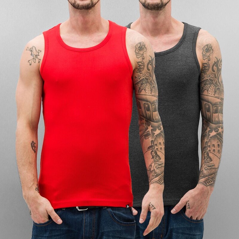 Dangerous DNGRS Double Pack Tank Top Fiery Red/Charcoal
