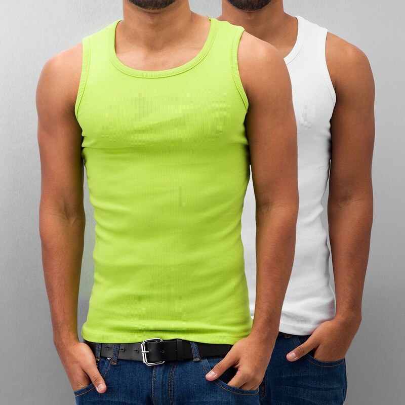Dangerous DNGRS Double Pack Tank Top Lime Green/Bright White