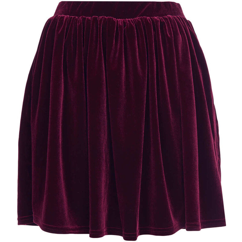 Topshop Burgundy Velvet Skater Skirt