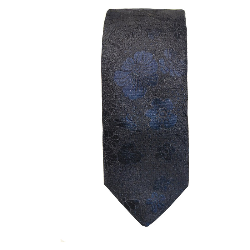 Luxusní slim kravata Bugatti - černo modrá