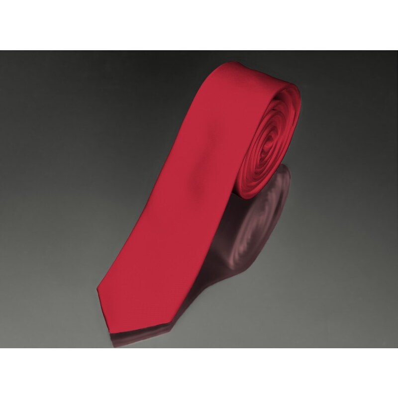 Kravata pánská AMJ úzká jednobarevná KI0007, červená