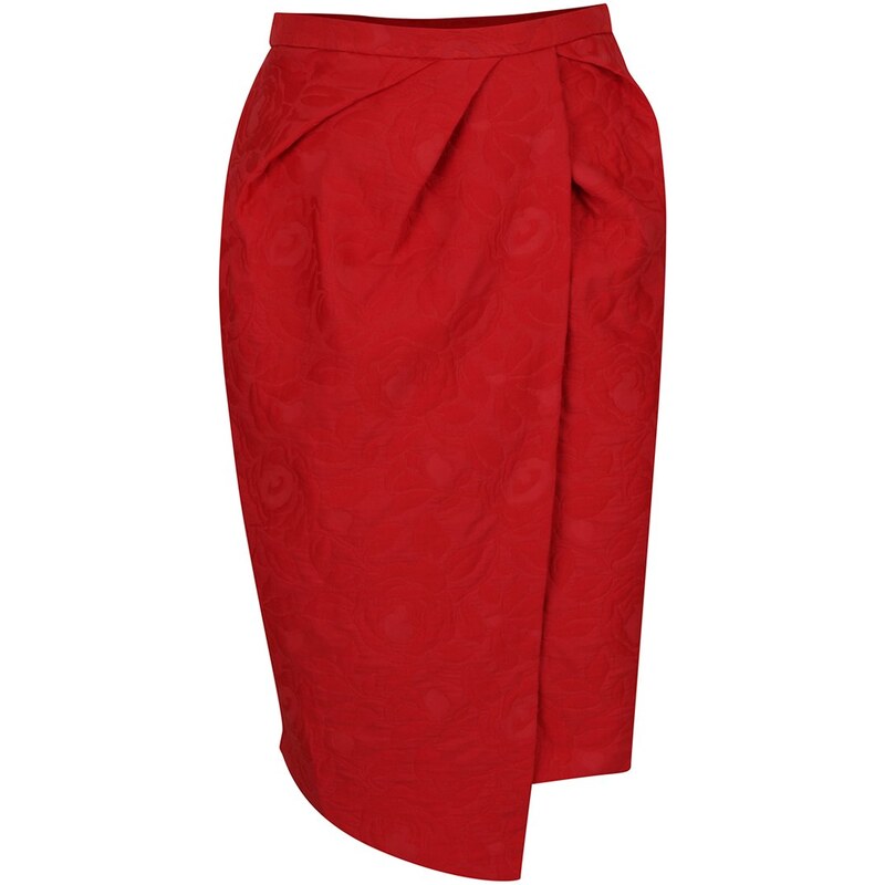 Červená pouzdrová sukně s plastickým vzorem Closet