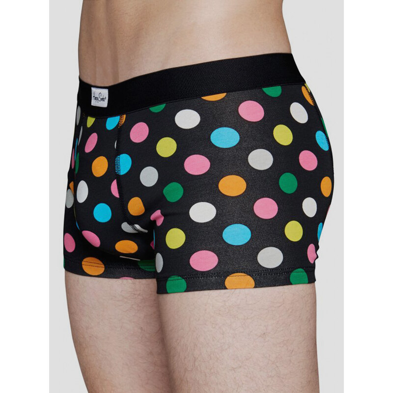 Boxerky Happy Socks černé s barevnými puntíky vzor Big Dot