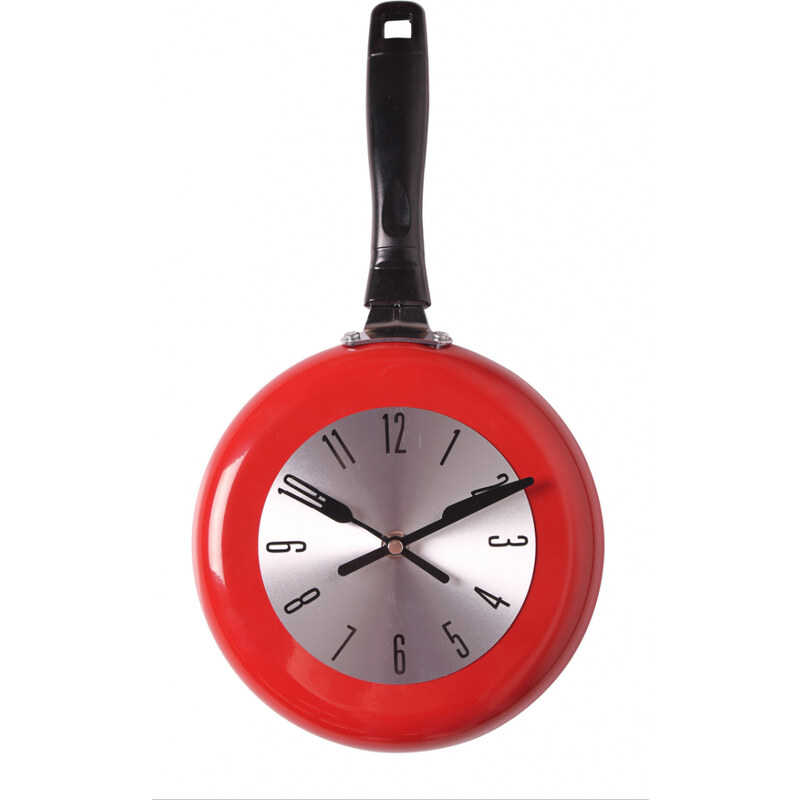 Nástěnné hodiny PÁNVIČKA červená 20X38 cm Mybesthome