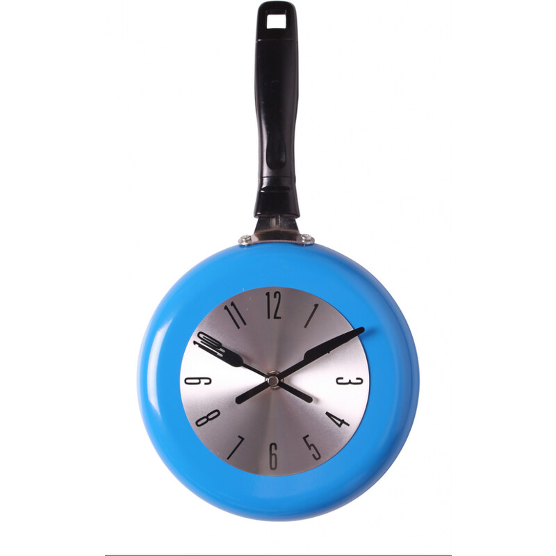 Nástěnné hodiny PÁNVIČKA modrá 20X38 cm Mybesthome