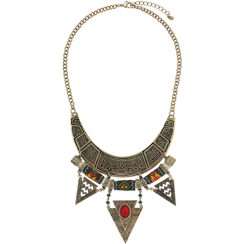 Topshop Aztec Engraved Triangle Necklace