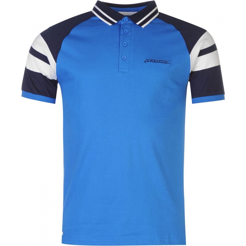 Lambretta Retro Contrast Sleeve Polo Shirt Mens, royal blue