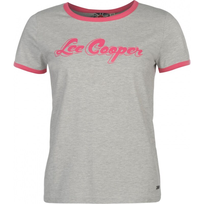 Lee Cooper Retro Ringer T shirt Ladies, grey marl