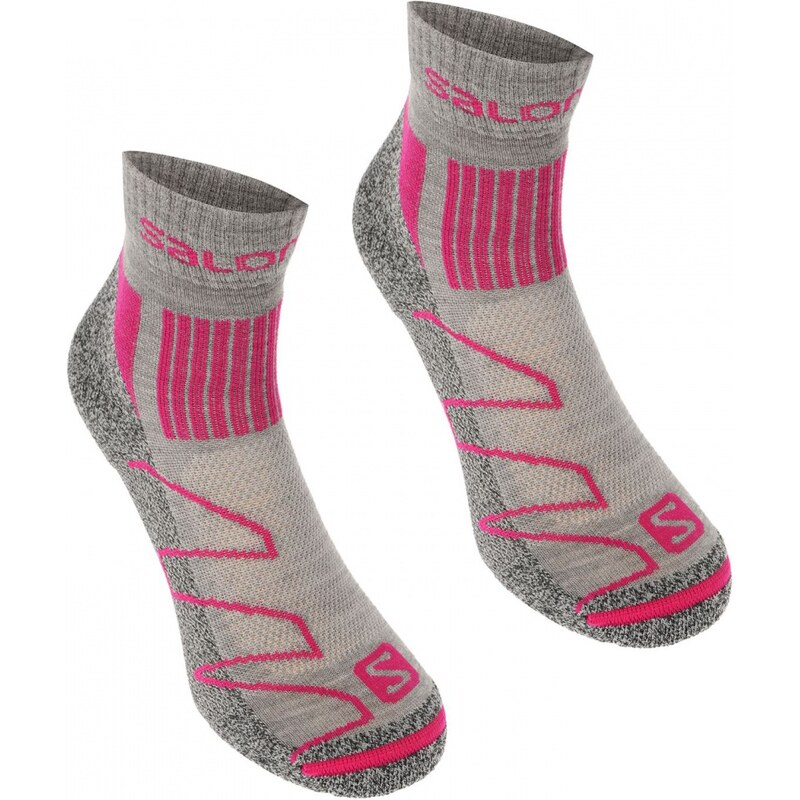 Salomon Merino Low 2 Pack Ladies Walking Socks, grey/fuchsia