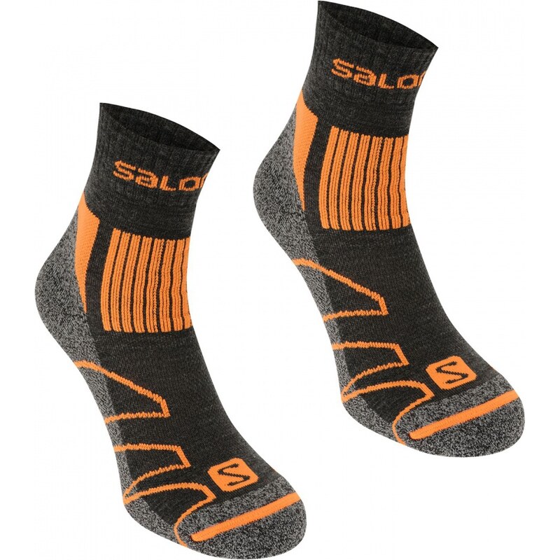 Salomon Merino Low 2 Pack Walking Socks Mens, black/orange