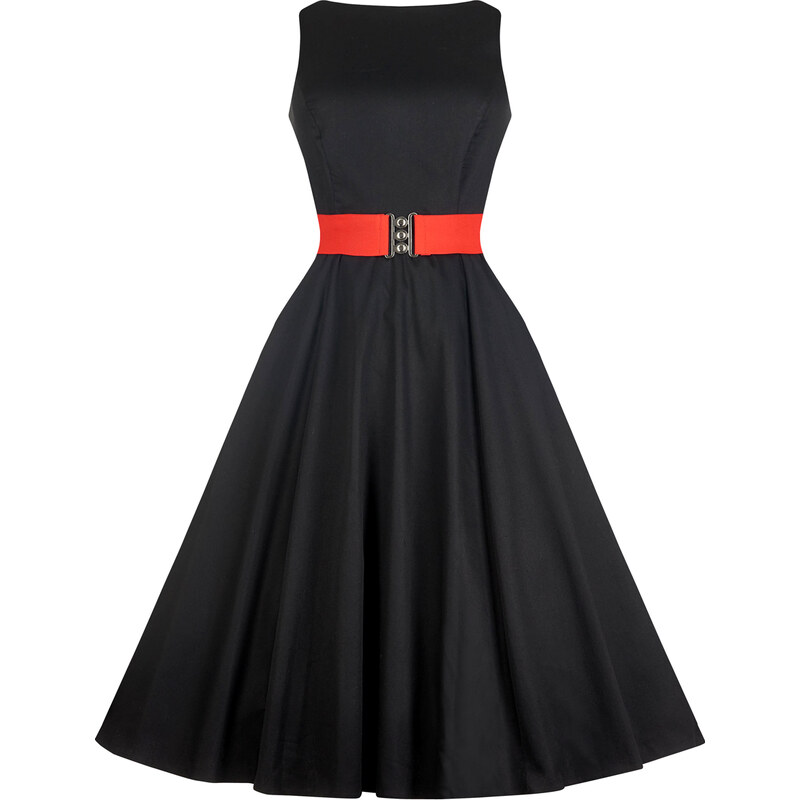 Černé společenské šaty s páskem Lady V London Audrey -