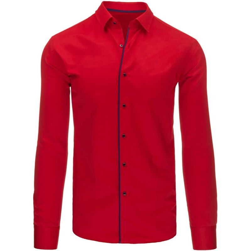 Červená manažerská košile s vkusnými knoflíky