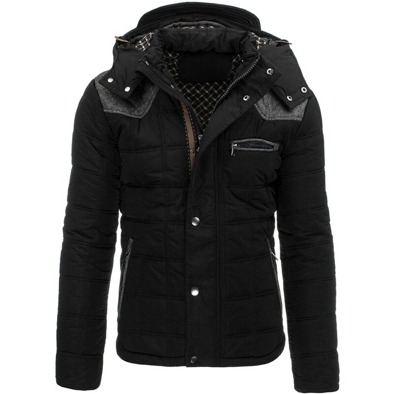 Trendy pánská zimní bunda s kapucí černá