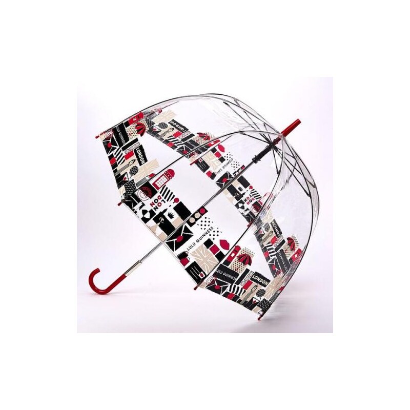 Fulton dámský průhledný holový deštník Lulu Guinness Birdcage 2 London Print L719
