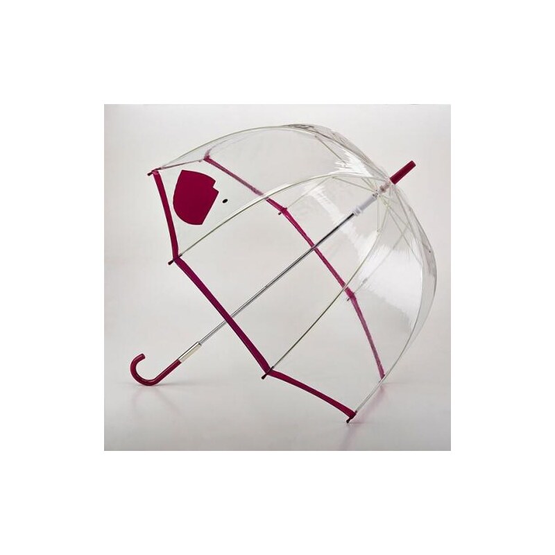 Fulton dámský průhledný holový deštník Lulu Guinness Birdcage 2 Abstract Lip Magenta L719