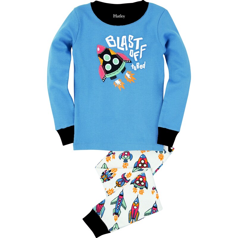 Hatley Chlapecké pyžamo s raketami - modro-bílé
