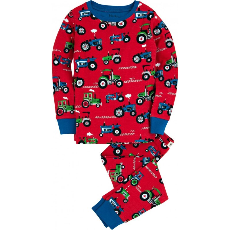 Hatley Chlapecké pyžamo s traktory - červené