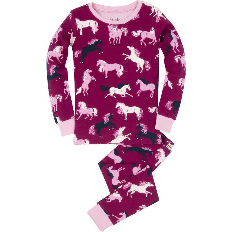 Hatley Dívčí pyžamo s koníčky - tmavě růžové
