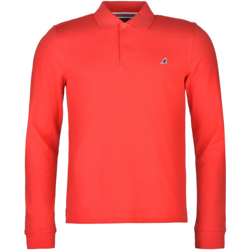 Kangol Brit Long Sleeve Polo Shirt Mens, bright red