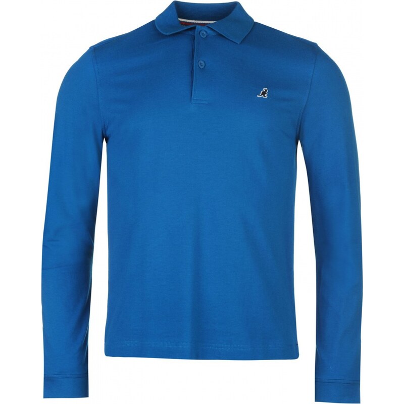 Kangol Brit Long Sleeve Polo Shirt Mens, blue
