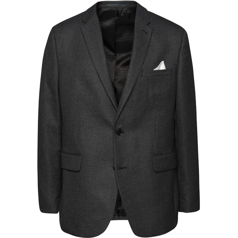 Tmavě šedé vzorované oblekové sako Burton Menswear London