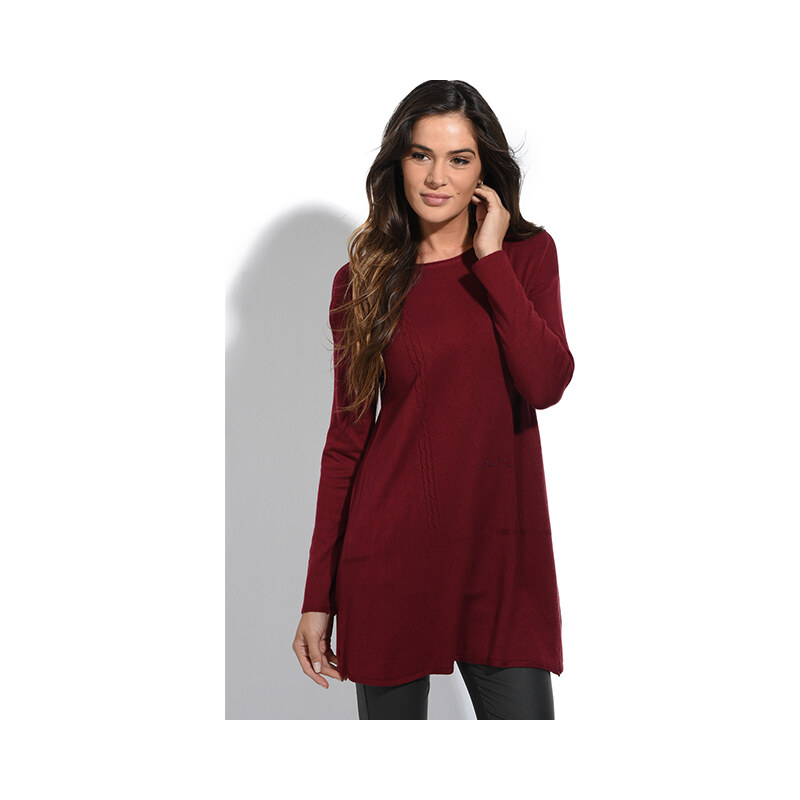 LA FILLE DU COUTURIER Dámský svetr 5483- PULL CHANTAL K807 BORDEAUX