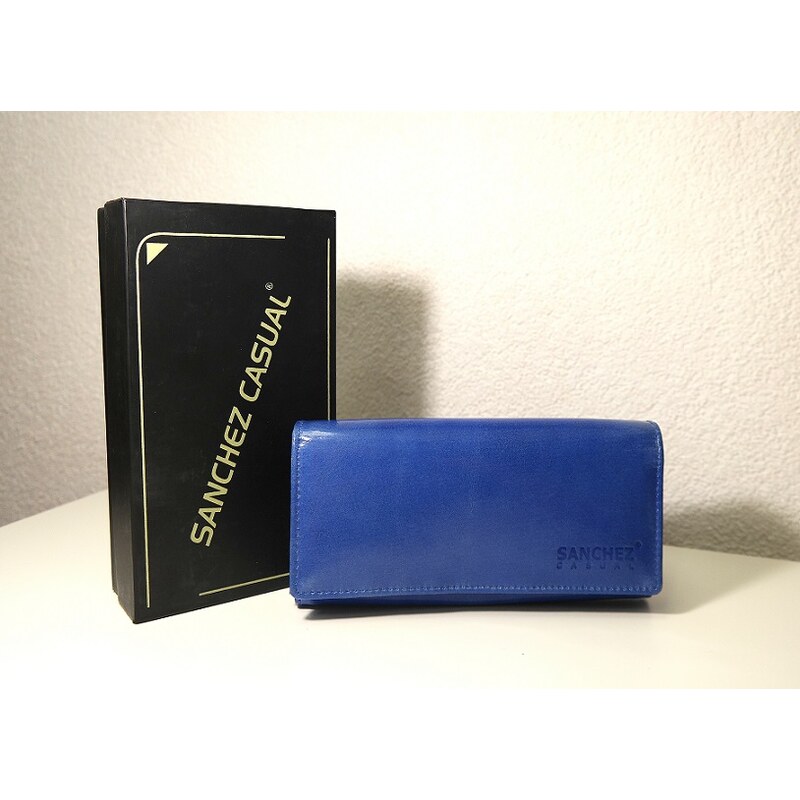Lesklá modrá dámská kožená peněženka SANCHEZ no. 68M