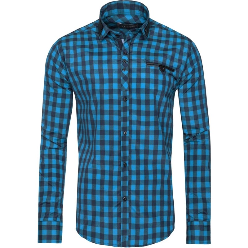Zazzoni Fantastická modrá kostkovaná pánská košile ZAZZONI 9440