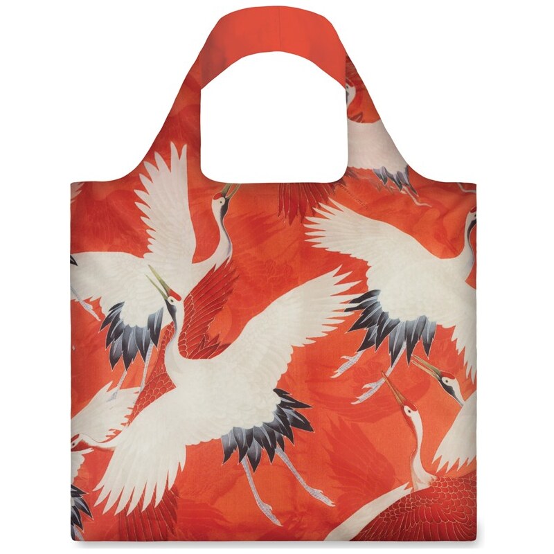 ekologická nákupní taška LOQI Museum,Woman´s Haori with White and Red Cranes