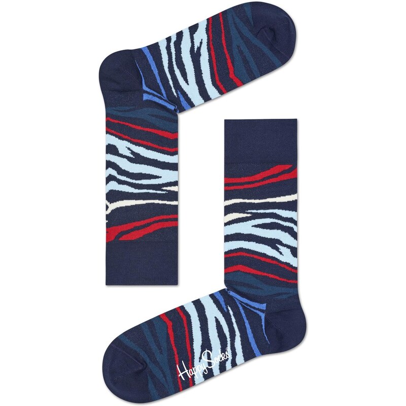 Happy Socks zebrované pánské ponožky Multi Zebra Dark Blue